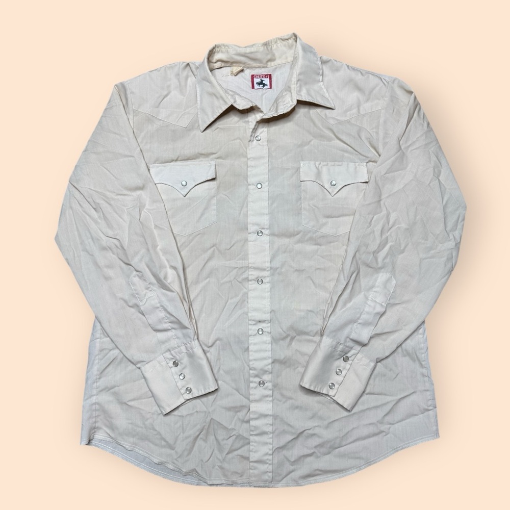 Vintage 1980s Chute #1 Western Button Up Shirt Men’s Large Beige Vtg 80s